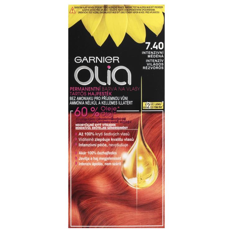 Garnier Olia Permanent Hair Color Vopsea de păr pentru femei 50 g Nuanţă 7,40 Intense Copper