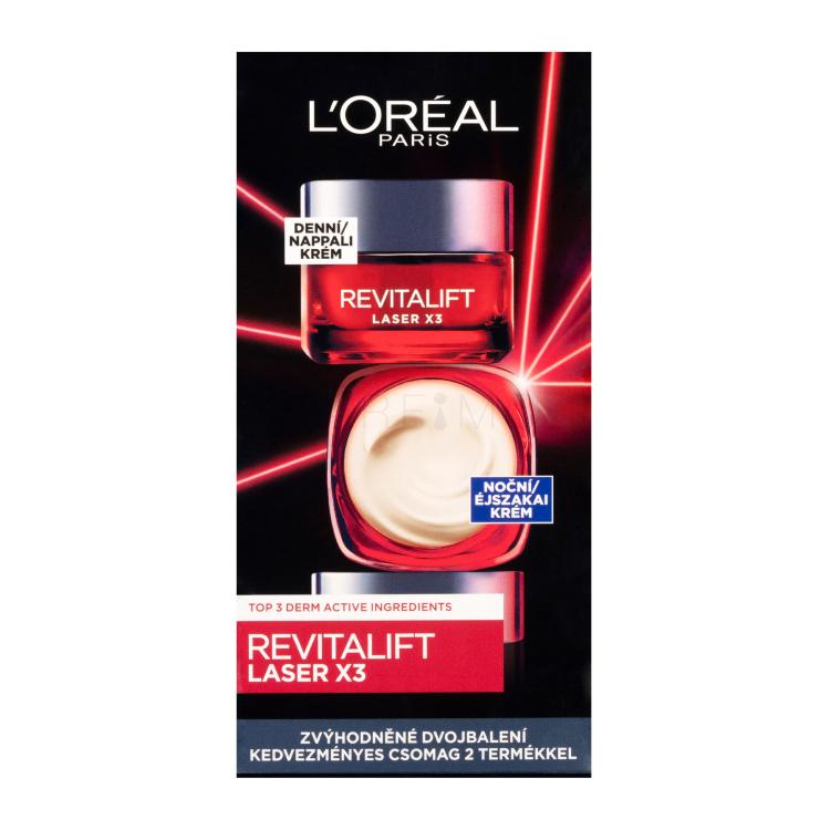 L&#039;Oréal Paris Revitalift Laser X3 Day Cream Set cadou crema de zi Revitalift Laser X3 50 ml + crema de noapte Revitalift Laser X3 50 ml