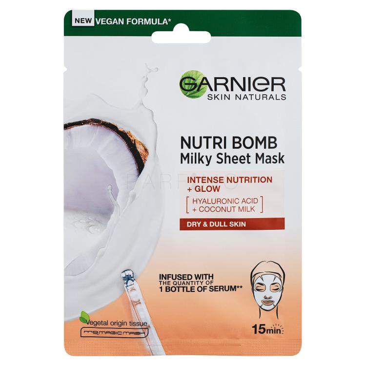 Garnier Skin Naturals Nutri Bomb Coconut + Hyaluronic Acid Mască de față pentru femei 1 buc