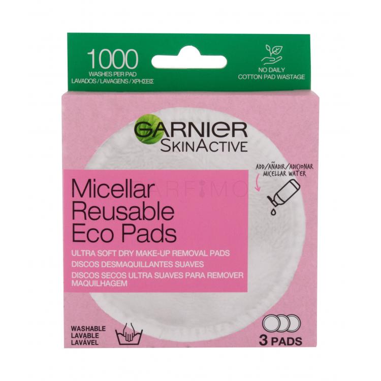 Garnier Skin Naturals Micellar Reusable Eco Pads Dischete demachiante pentru femei 3 buc