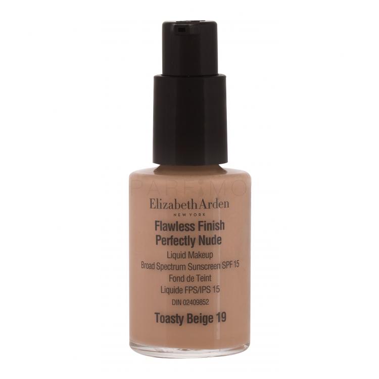 Elizabeth Arden Flawless Finish Perfectly Nude SPF15 Fond de ten pentru femei 30 ml Nuanţă 19 Toasty Beige tester