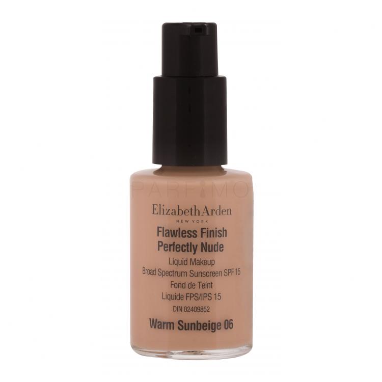 Elizabeth Arden Flawless Finish Perfectly Nude SPF15 Fond de ten pentru femei 30 ml Nuanţă 06 Warm Sunbeige tester