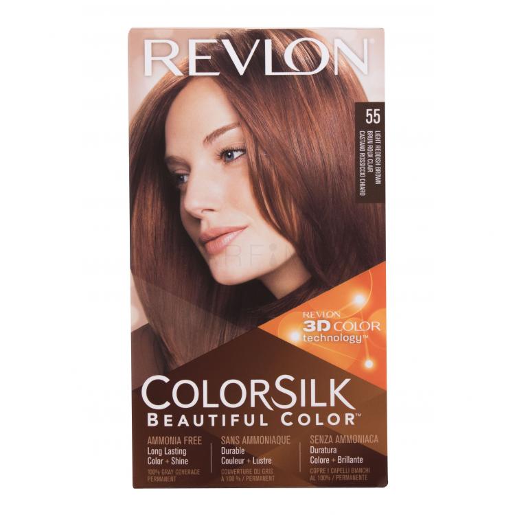 Revlon Colorsilk Beautiful Color Vopsea de păr pentru femei Nuanţă 55 Light Reddish Brown Set
