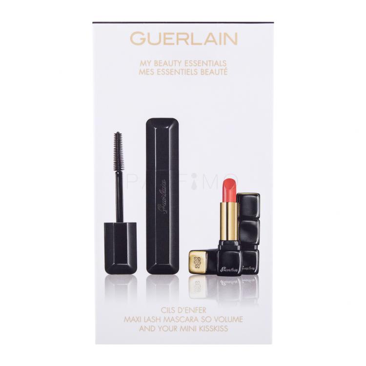 Guerlain Maxi Lash So Volume Set Set cadou mascara 8,5 ml + ruj KissKiss Shaping Cream Lip Colour 1,4 g 344 Sexy Coral