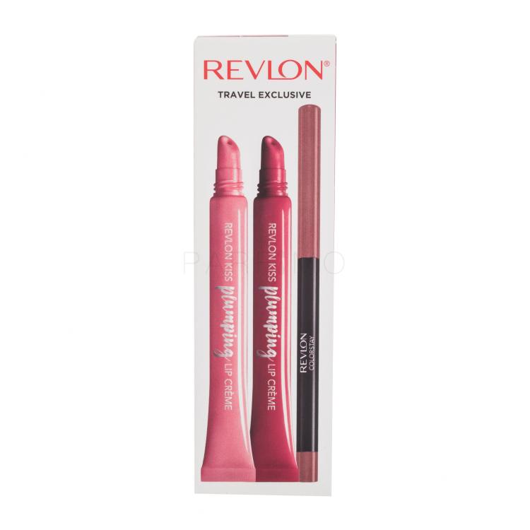 Revlon Revlon Kiss Travel Exclusive Set cadou cremă de buze 7,1 g + cremă de buze Revlon Kiss Plumping Lip Creme 7,1 g 535 Spiced Berry + creion de buze Colorstay Lipliner 0,28 g Nude 630