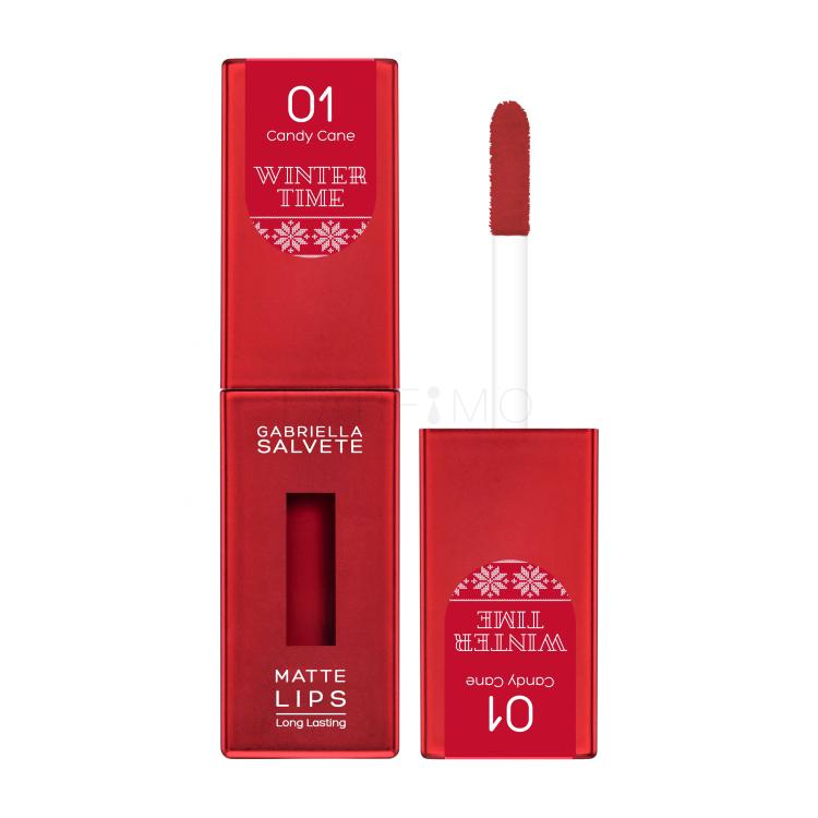 Gabriella Salvete Winter Time Matte Lips Ruj de buze pentru femei 4,5 ml Nuanţă 01 Candy Cane