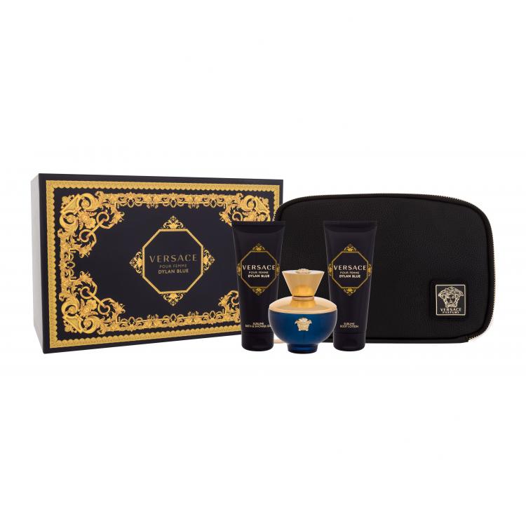 Versace Pour Femme Dylan Blue Set cadou Apă de parfum 100 ml + loțiune de corp 100 ml + gel de duș 100 ml + geantă cosmetică
