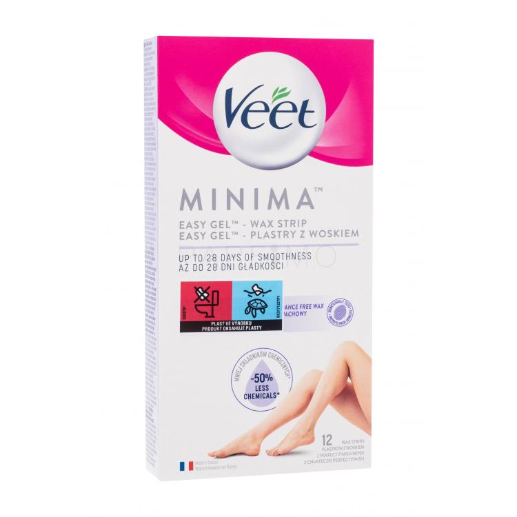 Veet Minima Easy-Gel™ Wax Strips Legs &amp; Body Depilare pentru femei 12 buc