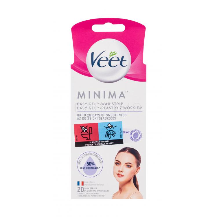 Veet Minima Easy-Gel™ Wax Strips Face Depilare pentru femei 20 buc