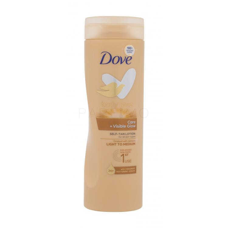 Dove Body Love Care + Visible Glow Self-Tan Lotion Autobronzant pentru femei 400 ml Nuanţă Light to Medium