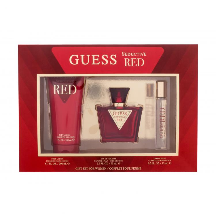GUESS Seductive Red Set cadou pentru femei Apă de toaletă 75 ml + loțiune de corp 200 ml + apă de toaletă 15 ml