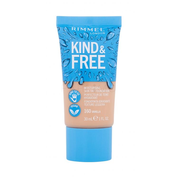 Rimmel London Kind &amp; Free Skin Tint Foundation Fond de ten pentru femei 30 ml Nuanţă 160 Vanilla