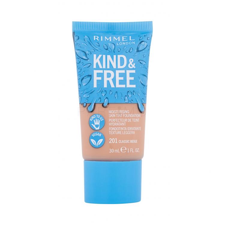 Rimmel London Kind &amp; Free Skin Tint Foundation Fond de ten pentru femei 30 ml Nuanţă 201 Classic Beige