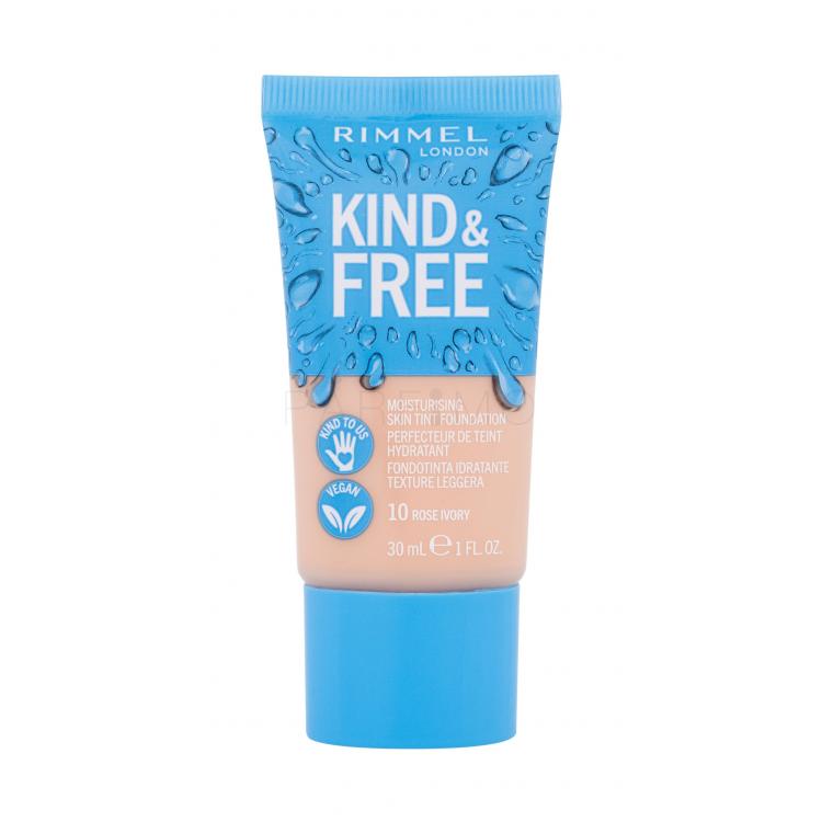Rimmel London Kind &amp; Free Skin Tint Foundation Fond de ten pentru femei 30 ml Nuanţă 10 Rose Ivory
