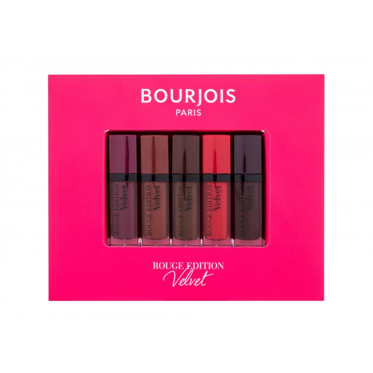 BOURJOIS Paris Rouge Edition Velvet Set cadou pentru femei Ruj de buze 7,7 ml + ruj de buze 7,7 ml 25 Berry Chic + ruj de buze 7,7 ml 23 Chocolat Corset + ruj de buze ,7 ml 33 Brun´croyable + ruj de buze 7,7 ml Ultra-violette
