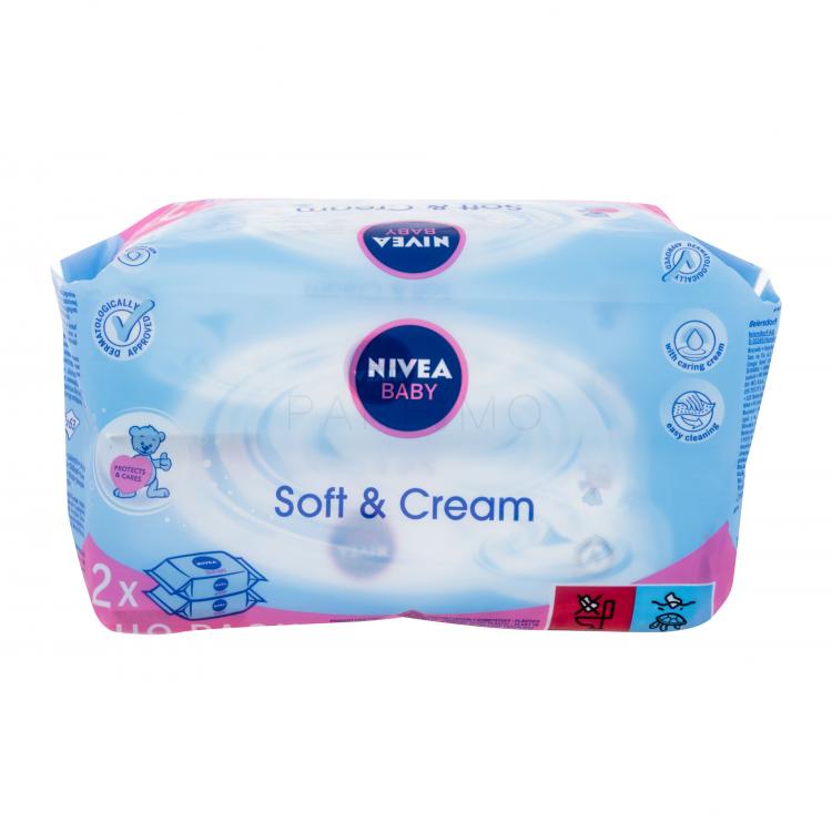Nivea Baby Soft &amp; Cream Șervețele faciale pentru copii 2x63 buc