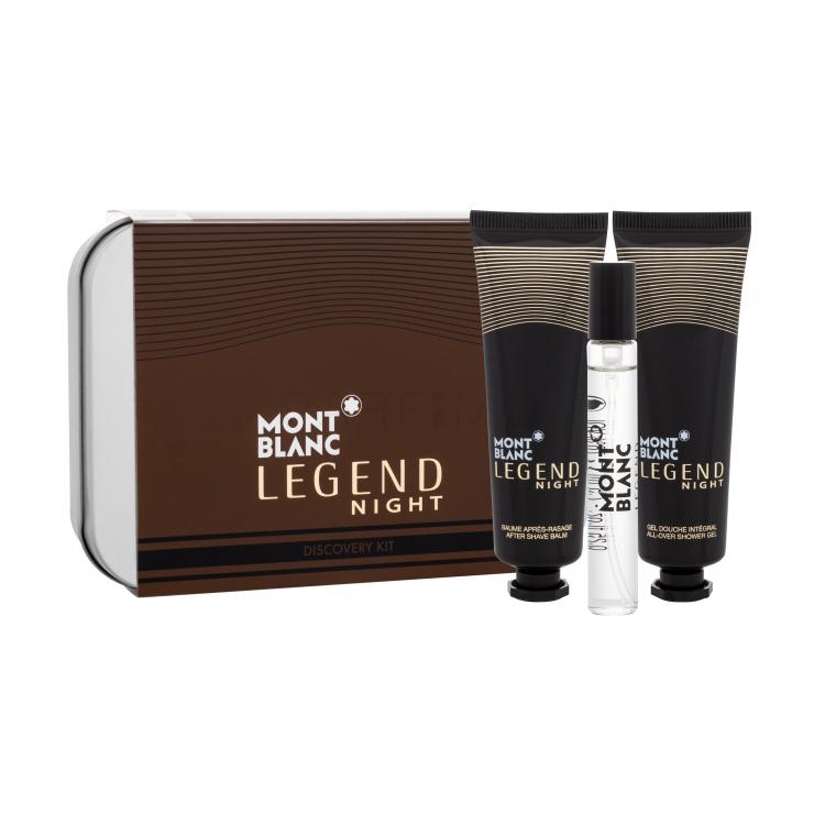 Montblanc Legend Night Set cadou Apă de parfum 7,5 ml + balsam după ras 30 ml + gel de duș 30 ml