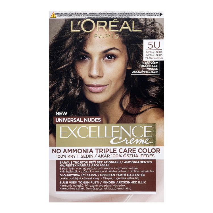 L&#039;Oréal Paris Excellence Creme Triple Protection Vopsea de păr pentru femei 48 ml Nuanţă 5U Light Brown