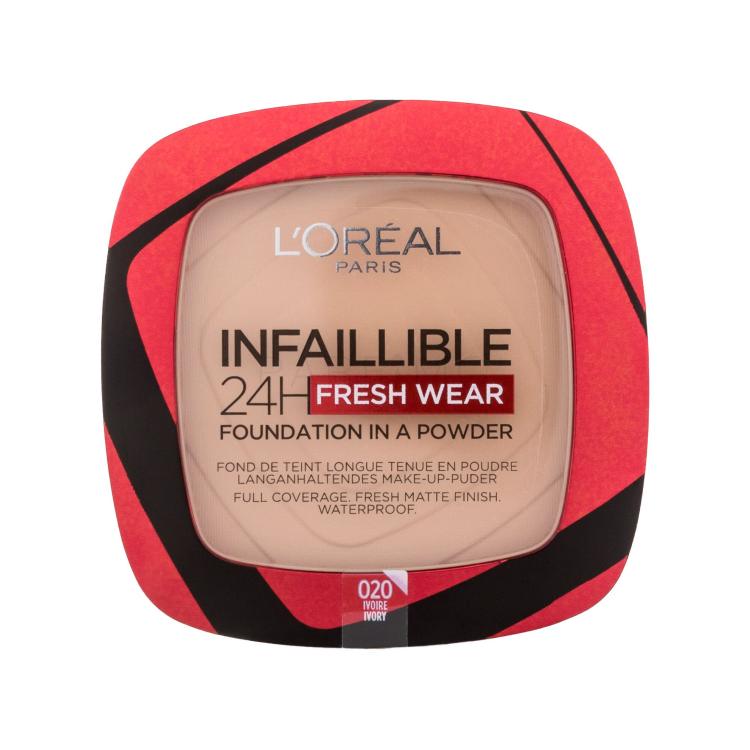 L&#039;Oréal Paris Infaillible 24H Fresh Wear Foundation In A Powder Fond de ten pentru femei 9 g Nuanţă 020 Ivory