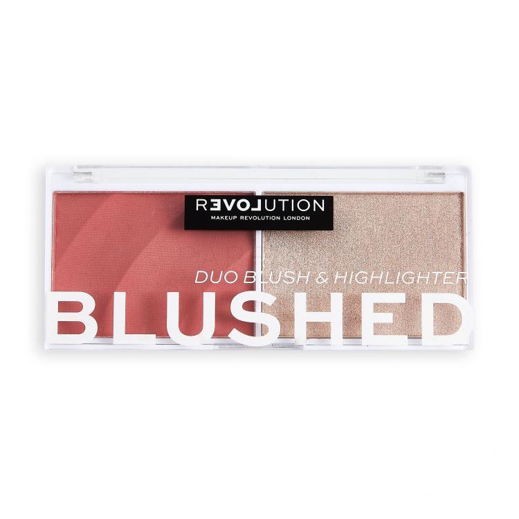 Revolution Relove Colour Play Blushed Duo Blush &amp; Highlighter Konturovací paletka pentru femei 5,8 g Nuanţă Cute