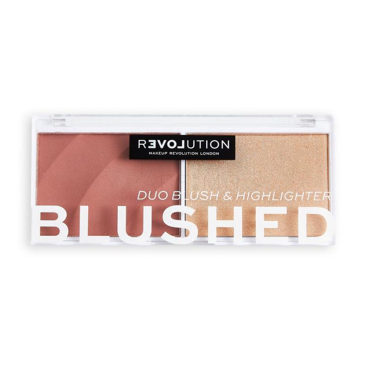 Revolution Relove Colour Play Blushed Duo Blush &amp; Highlighter Konturovací paletka pentru femei 5,8 g Nuanţă Kindness