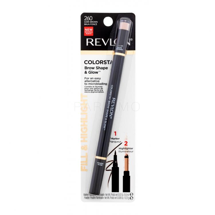 Revlon Colorstay Brow Shape &amp; Glow Creion pentru femei 0,83 g Nuanţă 260 Dark Brown