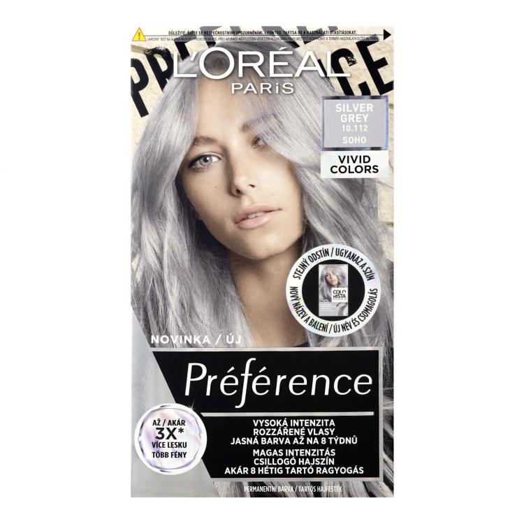 L&#039;Oréal Paris Préférence Vivid Colors Vopsea de păr pentru femei 60 ml Nuanţă 10,112 Silver Grey