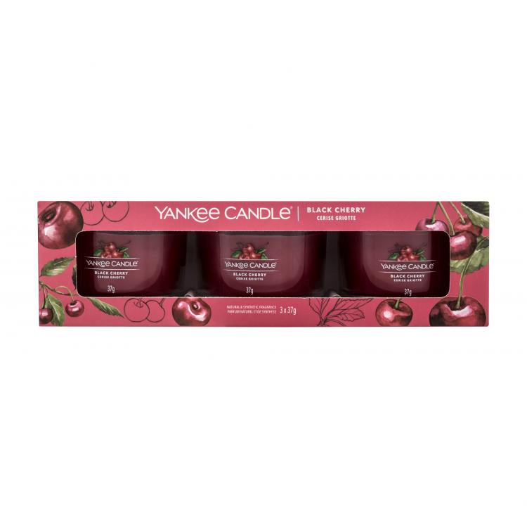 Yankee Candle Black Cherry Set cadou Lumânări parfumate 3 x 37 g