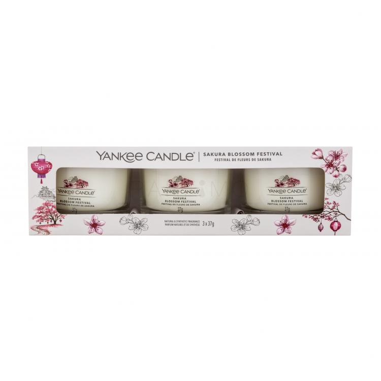 Yankee Candle Sakura Blossom Festival Set cadou Lumânări parfumate 3 x 37 g