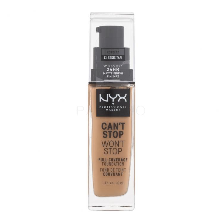 NYX Professional Makeup Can&#039;t Stop Won&#039;t Stop Fond de ten pentru femei 30 ml Nuanţă 12 Classic Tan