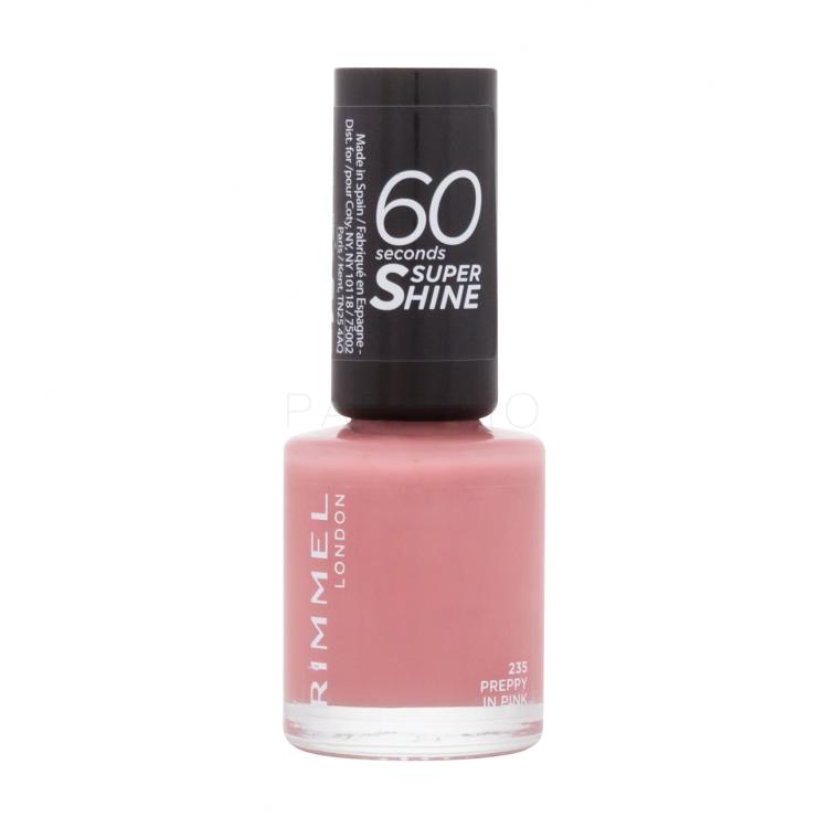 Rimmel London 60 Seconds Super Shine Lac de unghii pentru femei 8 ml Nuanţă 235 Preppy In Pink