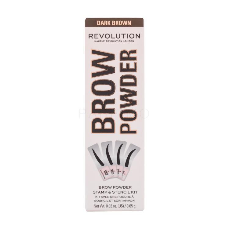 Makeup Revolution London Brow Powder Stamp &amp; Stencil Fard pentru femei 0,65 g Nuanţă Dark Brown