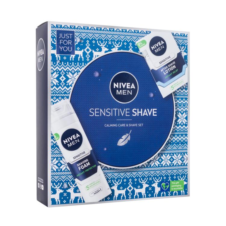 Nivea Men Sensitive Shave Set cadou Loțiune după ras Men Sensitive 100 ml + spumă de ras Sensitive 200 ml