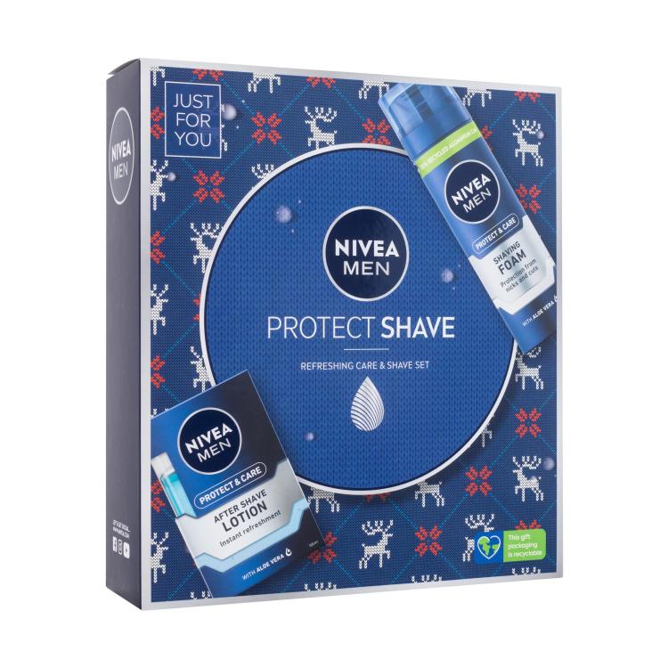 Nivea Men Protect Shave Set cadou Loțiune după ras Men Protect &amp; Care 100 ml + spumă de ras Men Protect &amp; Care 200 ml