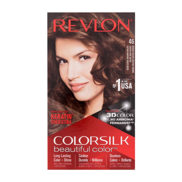 Revlon Colorsilk Beautiful Color Vopsea de păr pentru femei Nuanţă 46 Medium Golden Chestnut Brown Set
