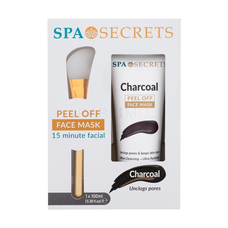 Xpel Spa Secrets Charcoal Peel Off Face Mask Set cadou Mască de față Spa Secrets Charcoal Peel Off 100 ml + aplicator
