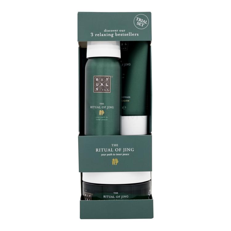 Rituals The Ritual Of Jing 3 Relaxing Bestsellers Set cadou Cremă de corp The Ritual Of Jing 70 ml + spumă de duș The Ritual Of Jing 50 ml + exfoliant de corp The Ritual Of Jing 125 g