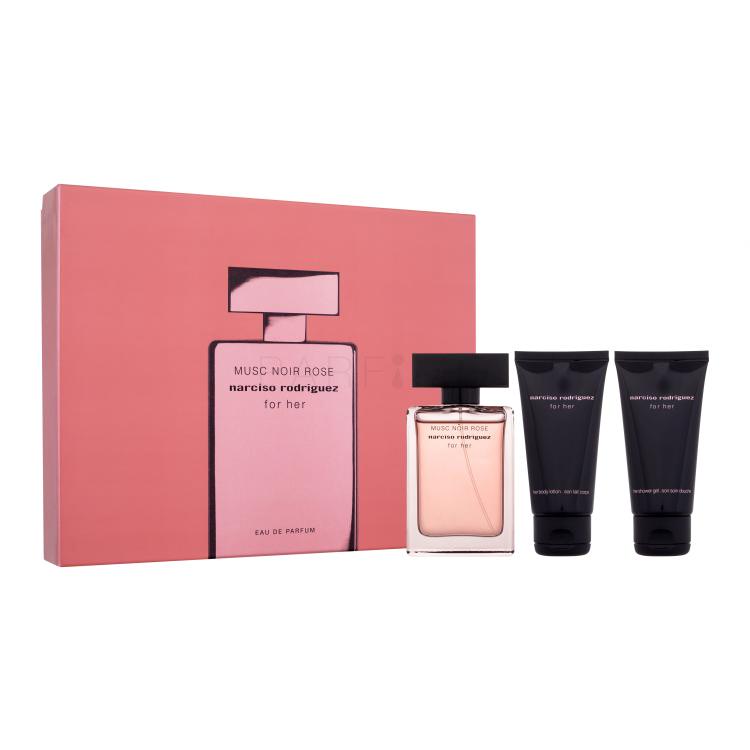 Narciso Rodriguez For Her Musc Noir Rose Set cadou Apă de parfum 50 ml + cremă de corp 50 ml + gel de duș 50 ml