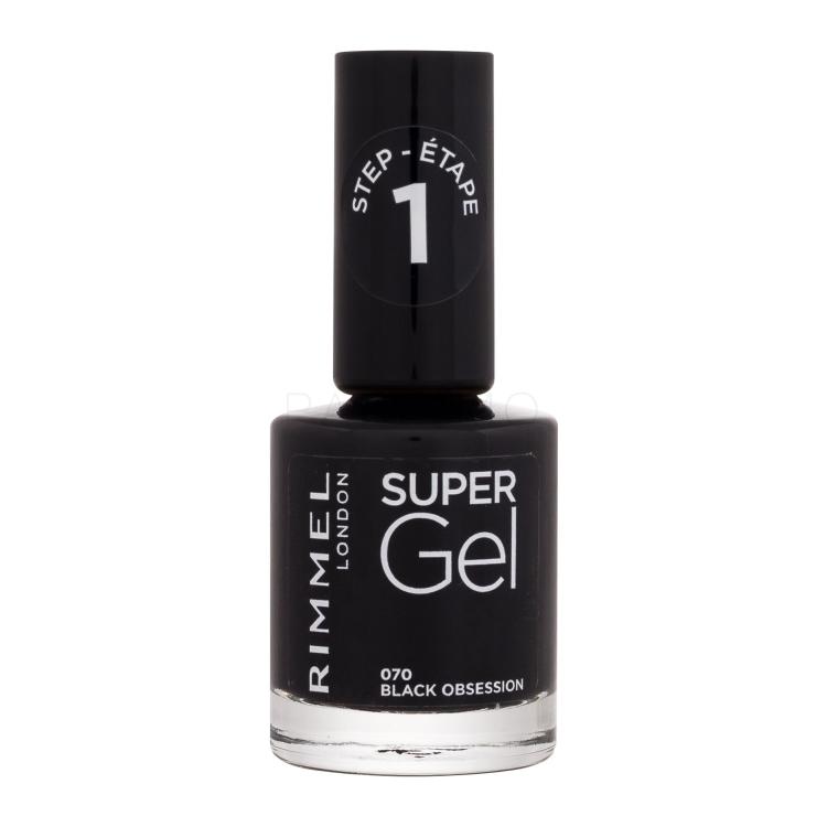 Rimmel London Super Gel STEP1 Lac de unghii pentru femei 12 ml Nuanţă 070  Black Obsession