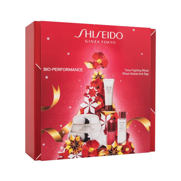 Shiseido Bio-Performance Time-Fighting Ritual Set cadou Cremă de zi pentru față Bio-Performance 50 ml + spumă pentru curățarea feței Clarifying Cleansing Foam 15 ml + loțiune tonică Treatment Softener 30 ml + ser pentru față Ultimune 10 ml
