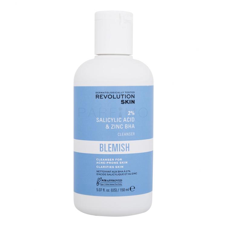 Revolution Skincare Blemish 2% Salicylic Acid &amp; Zinc BHA Cleanser Gel demachiant pentru femei 150 ml