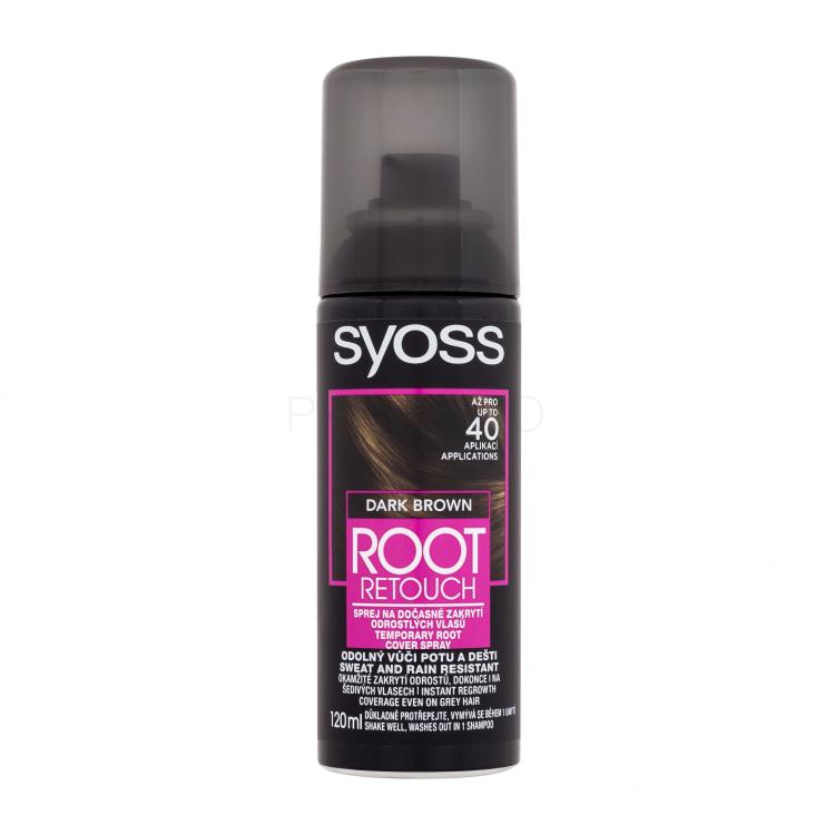 Syoss Root Retoucher Temporary Root Cover Spray Vopsea de păr pentru femei 120 ml Nuanţă Dark Brown