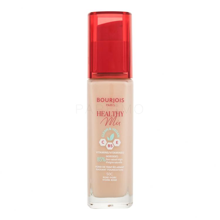 BOURJOIS Paris Healthy Mix Clean &amp; Vegan Radiant Foundation Fond de ten pentru femei 30 ml Nuanţă 50C Rose Ivory