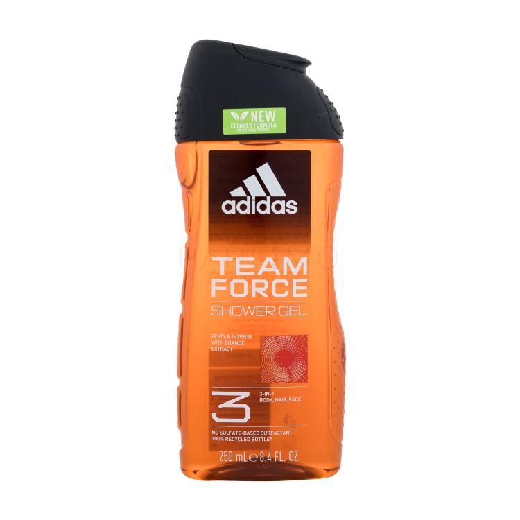 Adidas Team Force Shower Gel 3-In-1 New Cleaner Formula Gel de duș pentru bărbați 250 ml