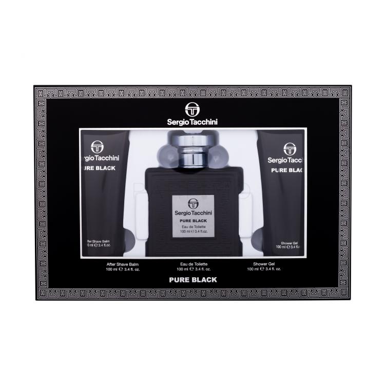 Sergio Tacchini Pure Black Set cadou Apă de toaletă 100 ml + gel de duș 100 ml + balsam după ras 100 ml