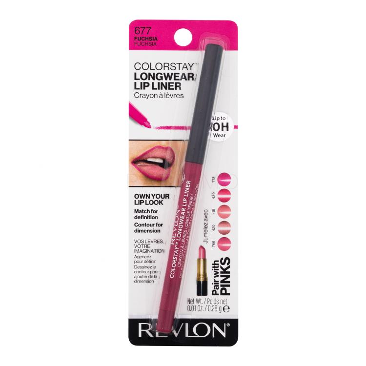 Revlon Colorstay Longwear Lip Liner Creion de buze pentru femei 0,28 g Nuanţă 677 Fuchsia