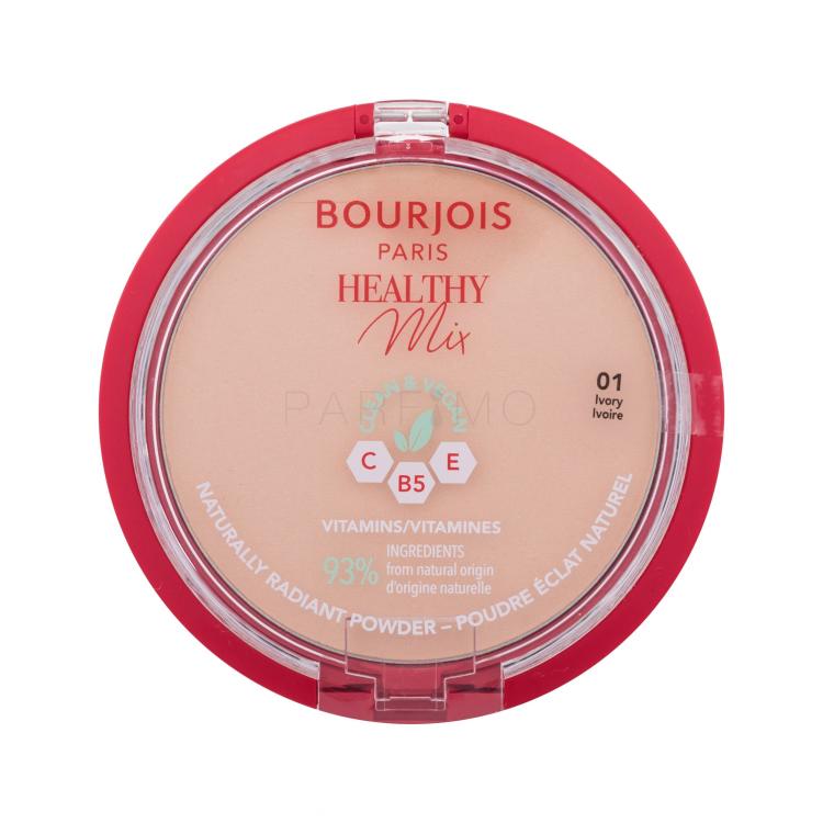 BOURJOIS Paris Healthy Mix Clean &amp; Vegan Naturally Radiant Powder Pudră pentru femei 10 g Nuanţă 01 Ivory