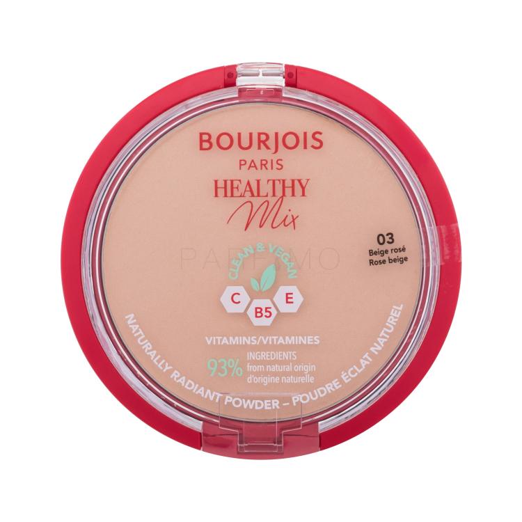BOURJOIS Paris Healthy Mix Clean &amp; Vegan Naturally Radiant Powder Pudră pentru femei 10 g Nuanţă 03 Rose Beige