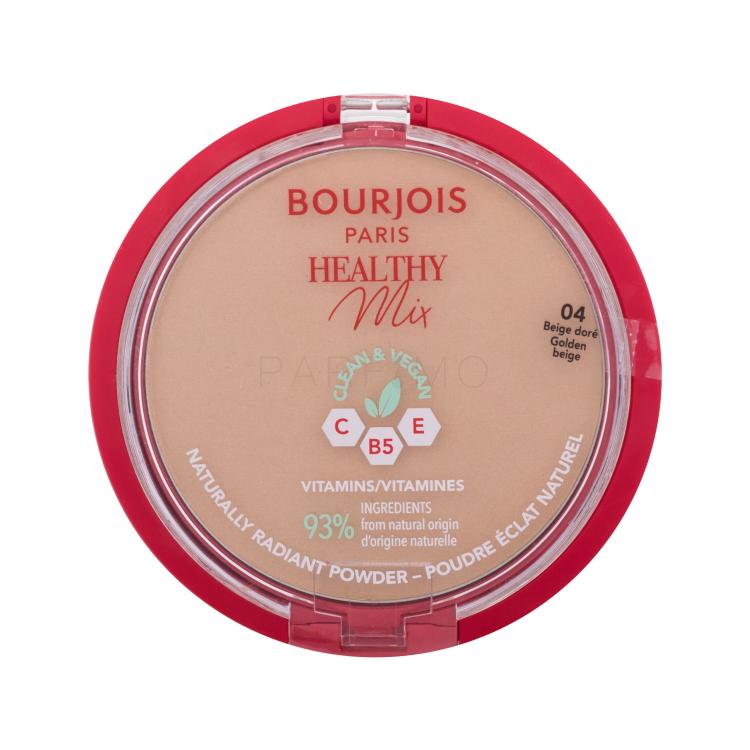 BOURJOIS Paris Healthy Mix Clean &amp; Vegan Naturally Radiant Powder Pudră pentru femei 10 g Nuanţă 04 Golden Beige