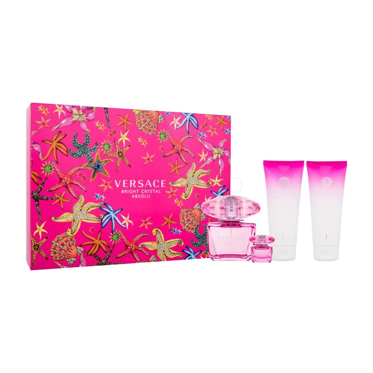 Versace Bright Crystal Absolu Set cadou Apă de parfum 90 ml + gel de duș 100 ml + apă de parfum 5 ml + loțiune de corp 100 ml